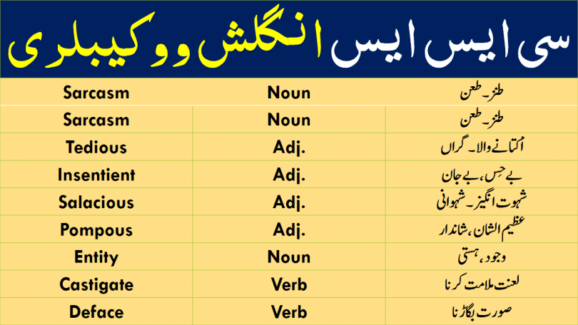 CSS and PMS Vocabulary PDF with Urdu Meanings, English Vocabulary with Urdu meanings for CSS and PMS. CSS Vocabulary PDF, English Vocabulary for exams Preparation, Advanced English Vocabulary for IELTS. CSS Past papers English Vocabulary