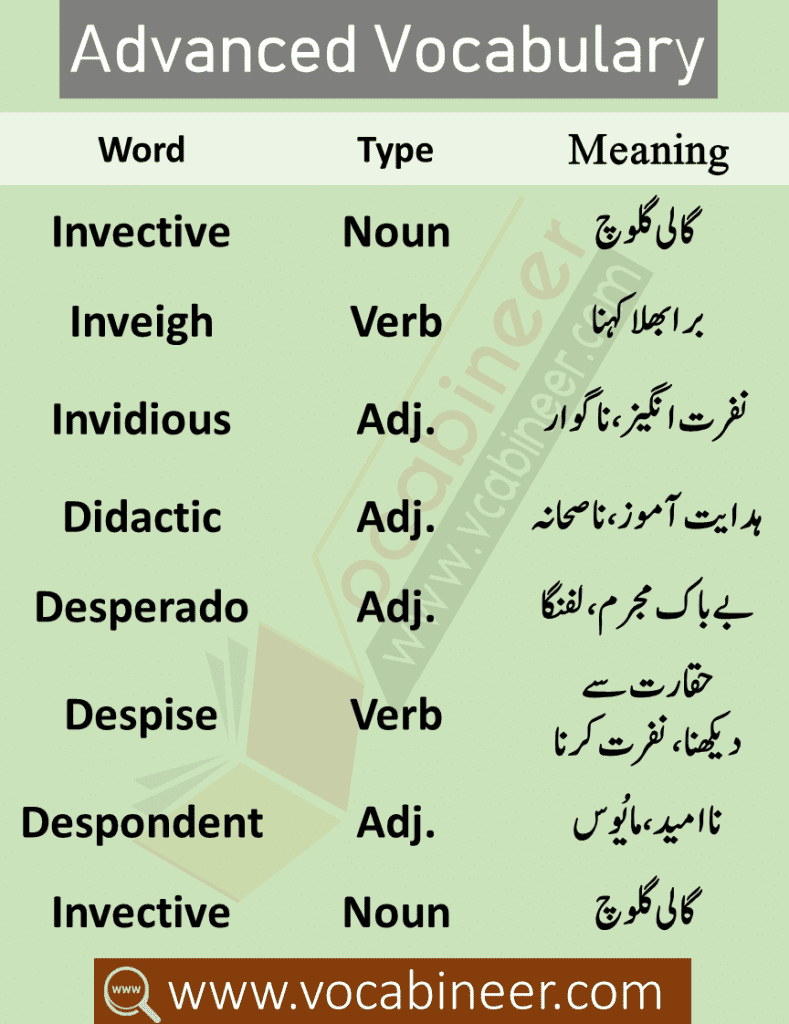 CSS and PMS Vocabulary PDF with Urdu Meanings, English Vocabulary with Urdu meanings for CSS and PMS. CSS Vocabulary PDF, English Vocabulary for exams Preparation, Advanced English Vocabulary for IELTS. CSS Past papers English Vocabulary, English Vocabulary Words with Urdu Meanings, Important English to Urdu Words