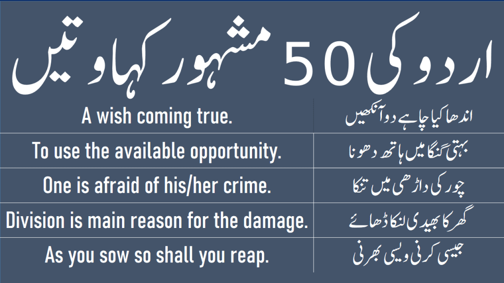 50 Proverbs Meaning In Urdu Urdu To English Proverbs