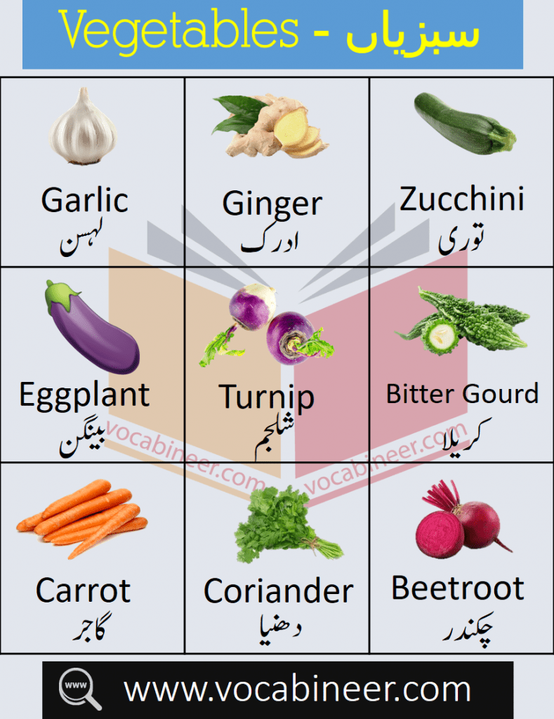 Vegetable names in Urdu