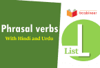 Phrasal Verbs List L with Urdu and Hindi translation PDF Vocabulary for IELTS, TOEFL, GRE, PTE, CSS, UPSC, PPSC, FPSC, IAS, Army, Railway and language exams