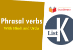 Phrasal Verbs List k with Urdu and Hindi translation PDF Vocabulary for IELTS, TOEFL, GRE, PTE, CSS, UPSC, PPSC, FPSC, IAS, Army, Railway and language exams
