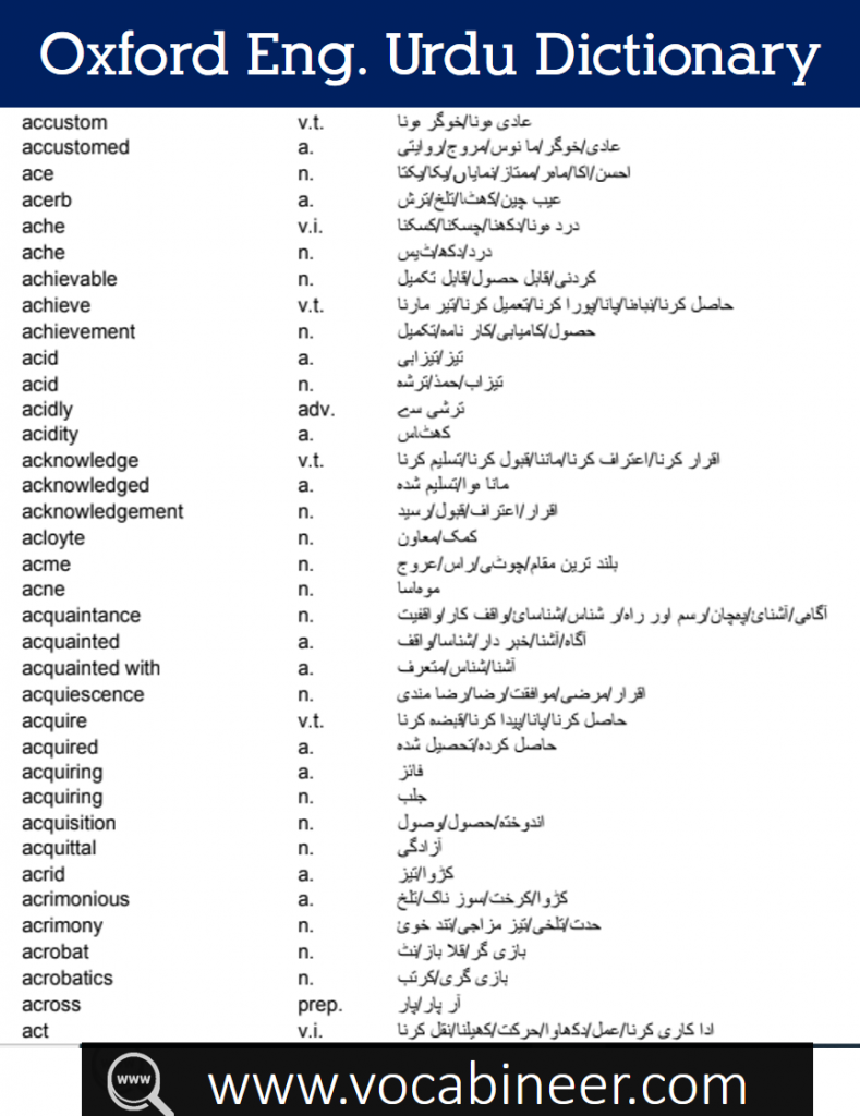 Urdu to Urdu dictionary