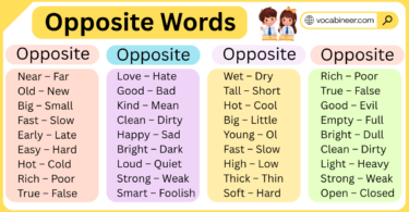 Opposite Words List: 500 Antonyms with Meanings in English