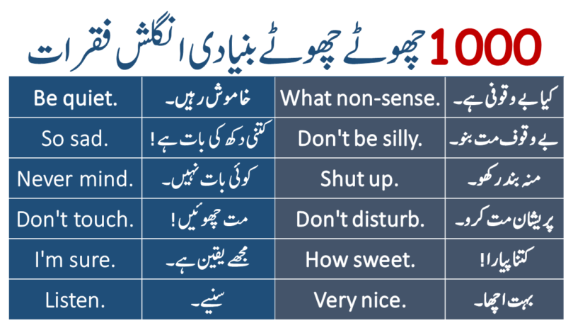 Basic English Sentences in Hindi and Urdu Translation PDF