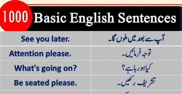 Basic English lessons in Hindi, 1000 English sentences in Urdu, 1500 English sentences in Hindi PDF, Often Used English sentences in Urdu, Kids sentences, Essential English sentences PDF