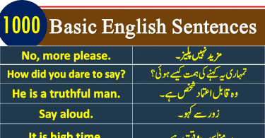 Basic English lessons in Hindi, 1000 English sentences in Urdu, 1500 English sentences in Hindi PDF, Often Used English sentences in Urdu, Kids sentences, Essential English sentences PDF