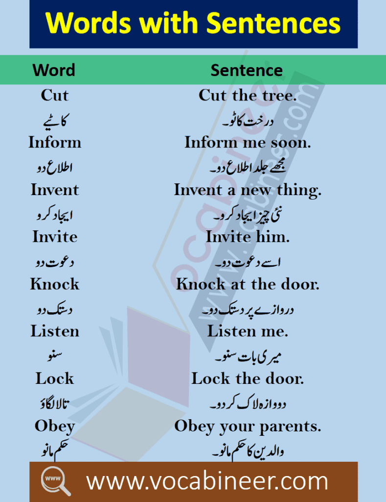 daily use english words with urdu meaning pdf