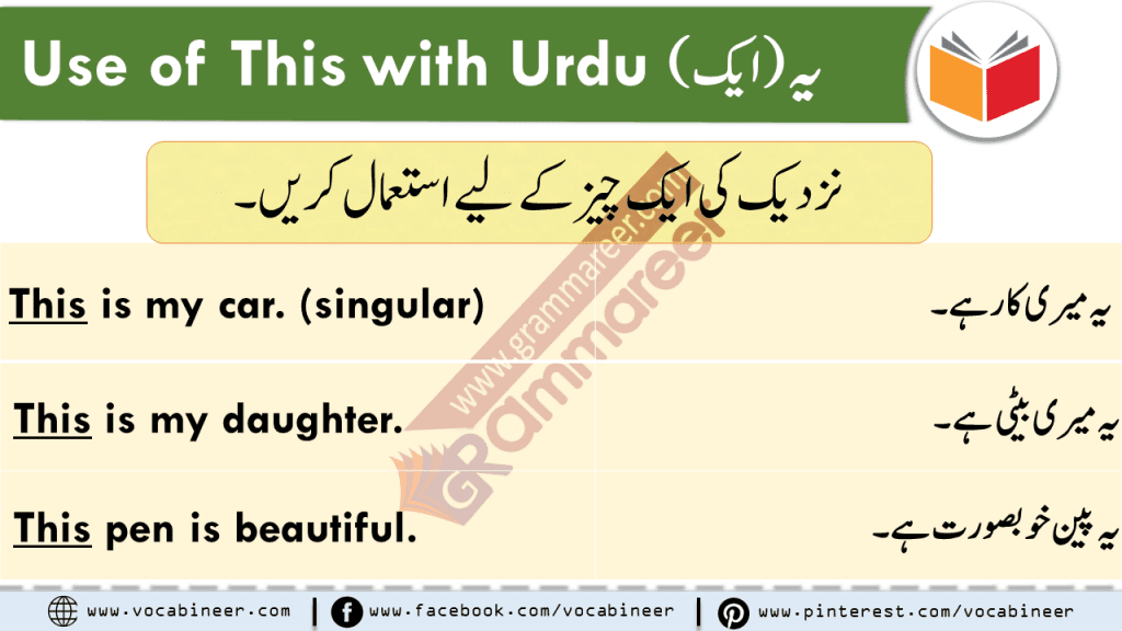 Use of THIS THAT THESE THOSE with Examples PDF & Video Lesson in Urdu & Hindi Translation Learn how to use this, that, these and those in Spoken English and English Grammar, English Speaking Course in Urdu & Hindi Learn Basic English Grammar in Urdu & Hindi