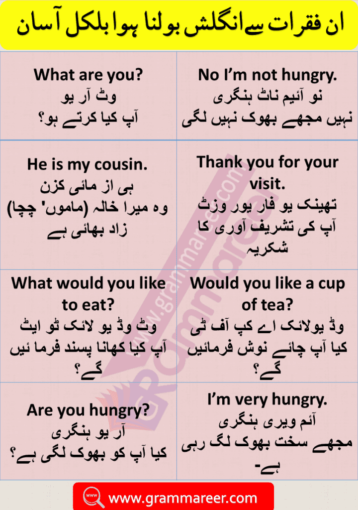 Daily Use English Sentences with Urdu translation PDF Download Learn English to Urdu and Hindi conversation sentences PDF, English sentences used in daily life PDF, Urdu to English sentence translation exercises PDF, English to Urdu sentence daily use PDF, daily use English sentences conversations