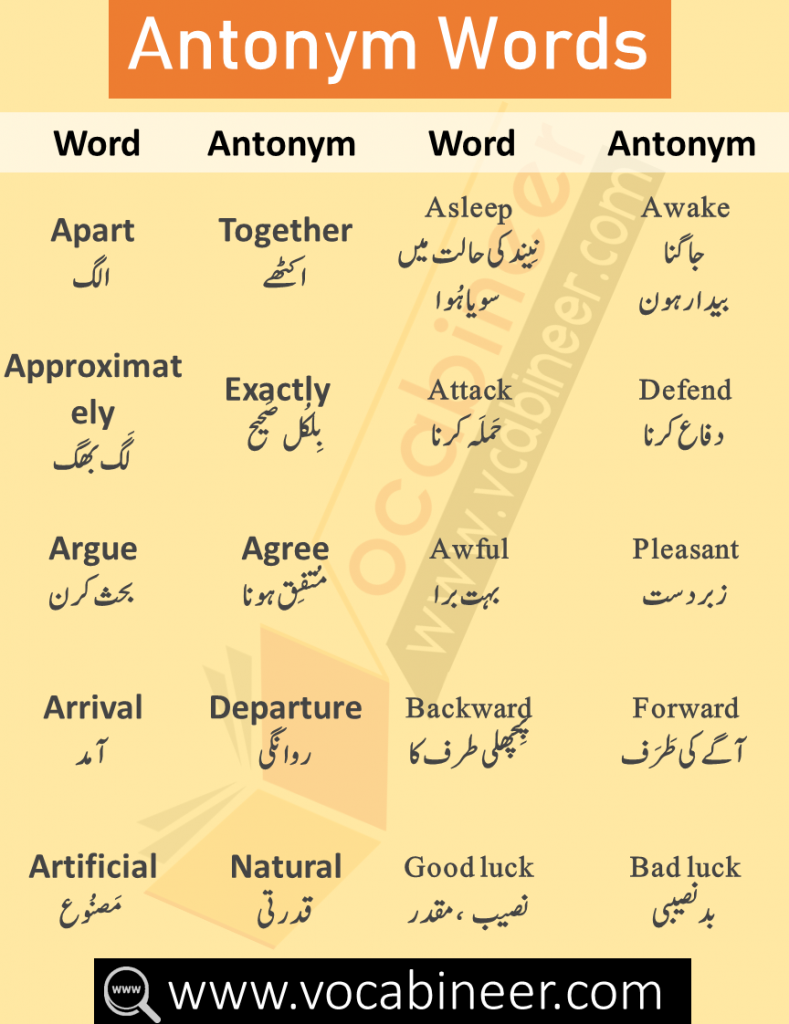 Opposite Words with Urdu & Hindi Meanings, Opposite Words in English, English Vocabulary Words in Urdu, Spoken English Course in Urdu, English to Urdu Vocabulary Words, Urdu Words, Hindi Words, English through Urdu,Synonyms and Antonyms List with Urdu & Hindi Meanings, 100 words with synonyms and antonyms, list of synonyms and antonyms, synonyms and antonyms PDF, synonyms and antonyms dictionary, synonyms and antonyms words, vocabulary synonyms and antonyms