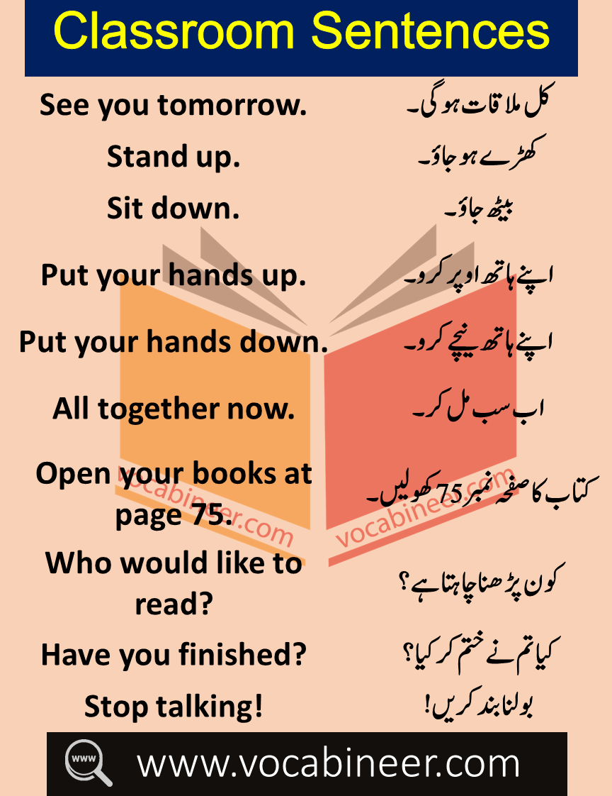 Daily Use Sentences In Classroom With Urdu Translation