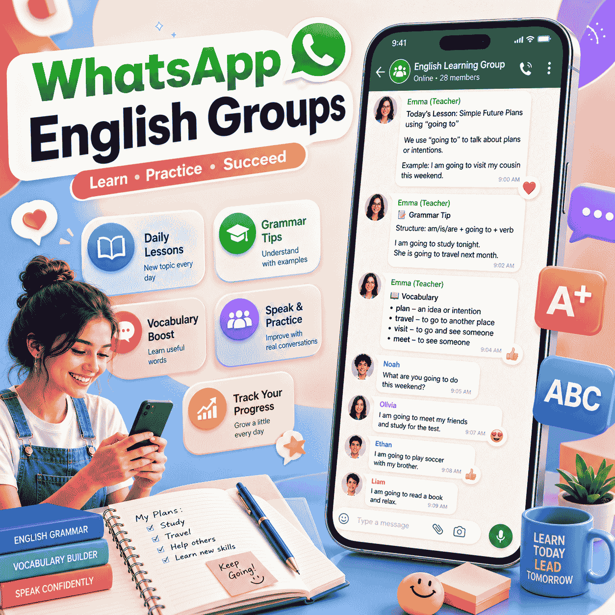 Spoken English class WhatsApp groups for lesson-based speaking practice