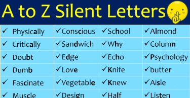 Silent Letters: A to Z Words List with Silent Letters