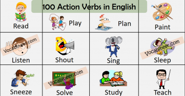 Action Verbs learn useful List of 100 Common Action Verbs in English with pictures these action words are much important for kids and students. In English action verbs describe daily use actions we do in our life.