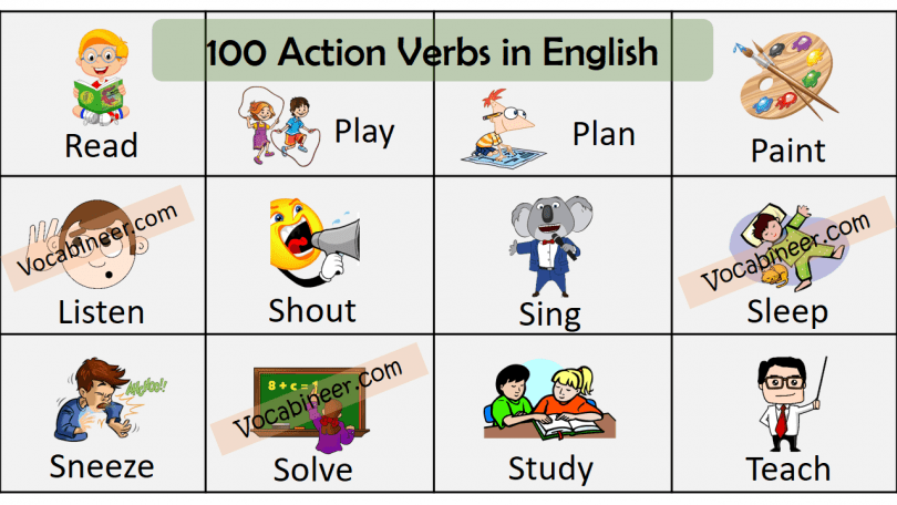 action verb list for kids