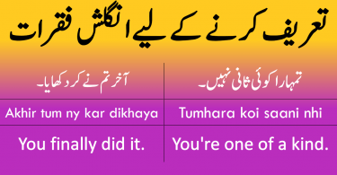 Daily use english sentences to praise someone with Urdu translation