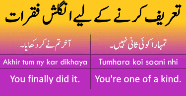 Daily use english sentences to praise someone with Urdu translation