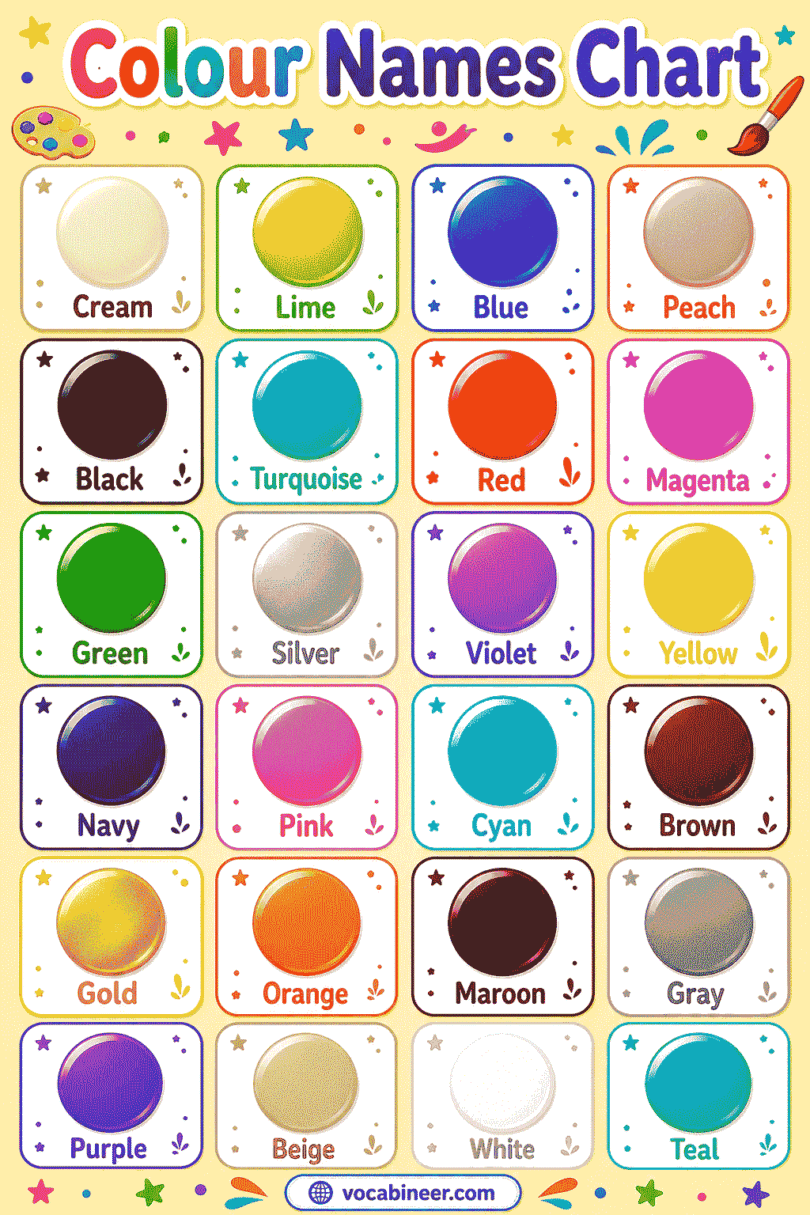 Real Colour Names Colours Names in English with Pictures