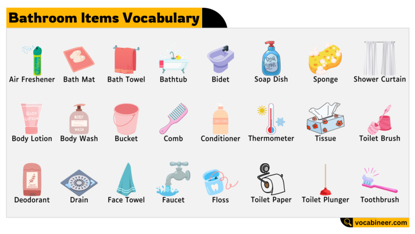 Bathroom Items Names – Learn Common Bathroom Objects