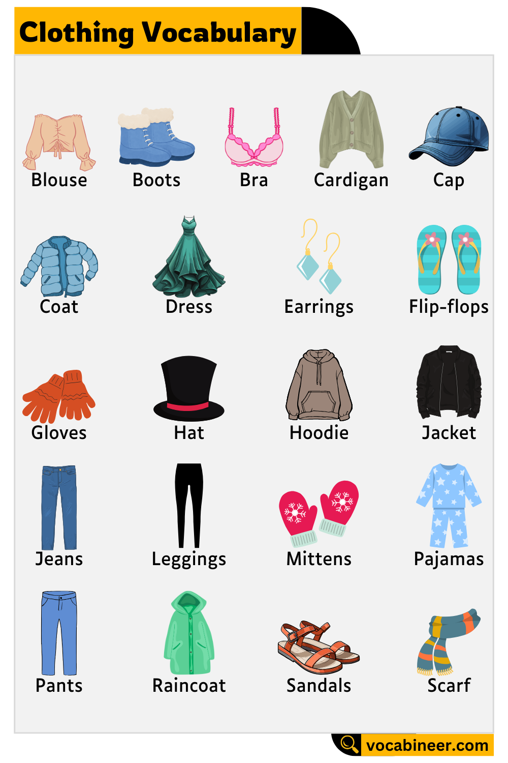 Clothing Vocabulary Learn Common Clothes Names Clothing Vocabulary Learn Common Clothes Names