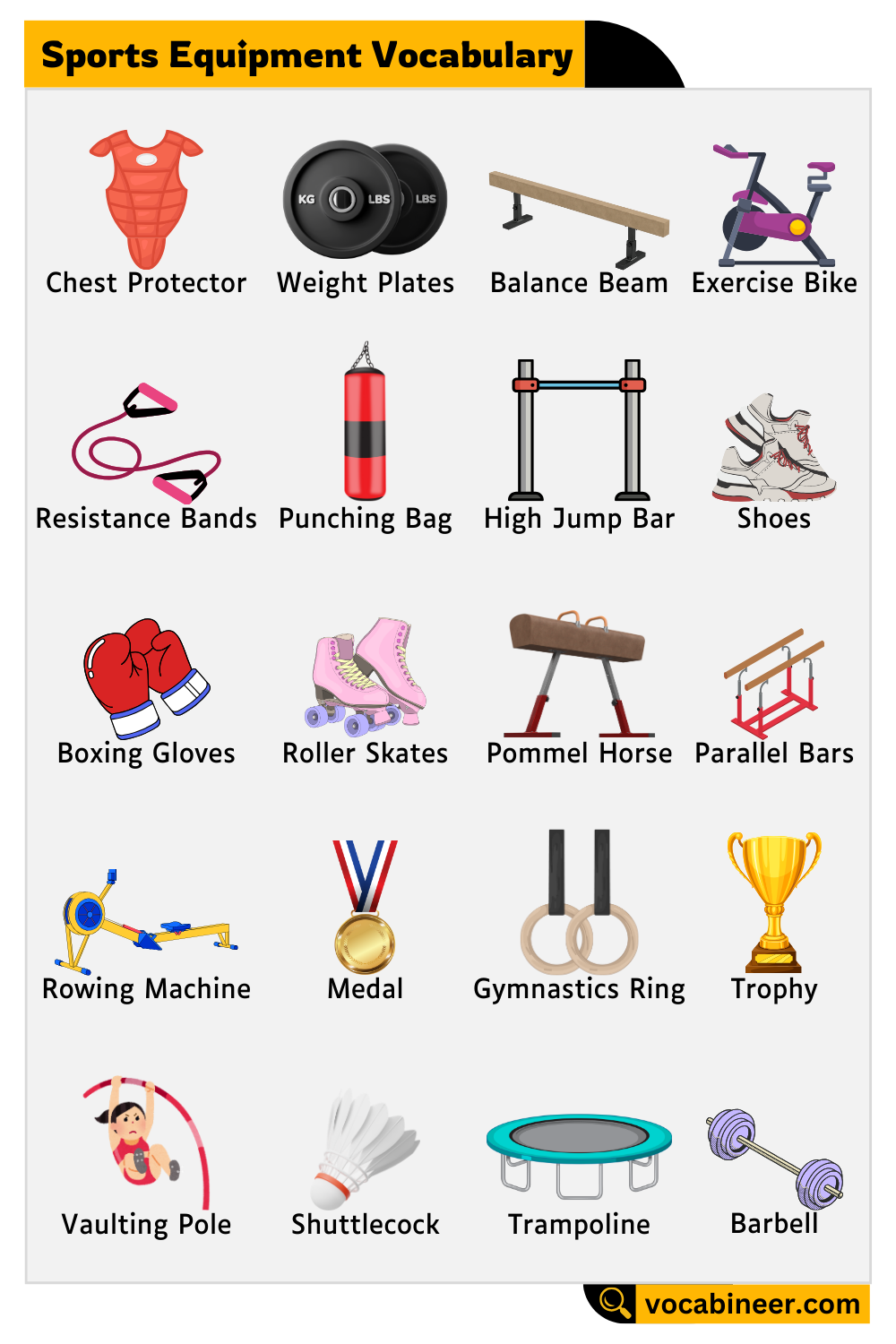 Sports Equipment Vocabulary List Sports Equipment Vocabulary List
