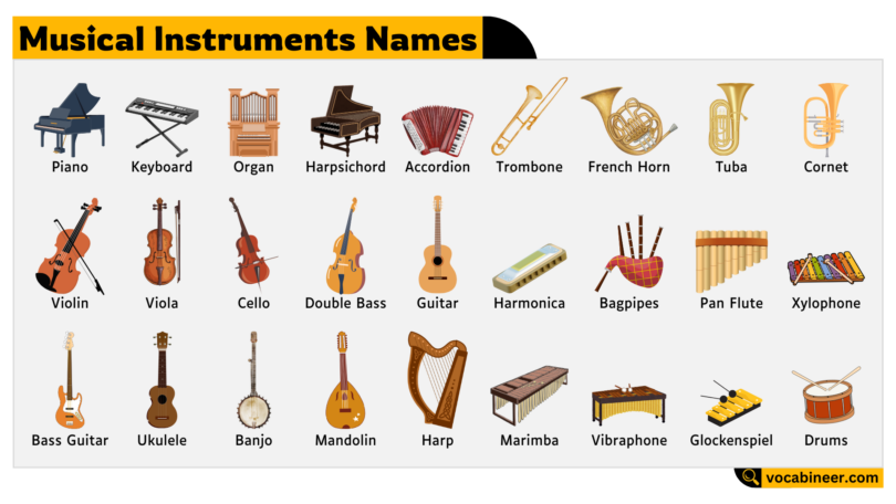 Musical Instruments Names in English – Learn with Pictures