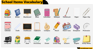 School Items Vocabulary – Learn School Supply Words