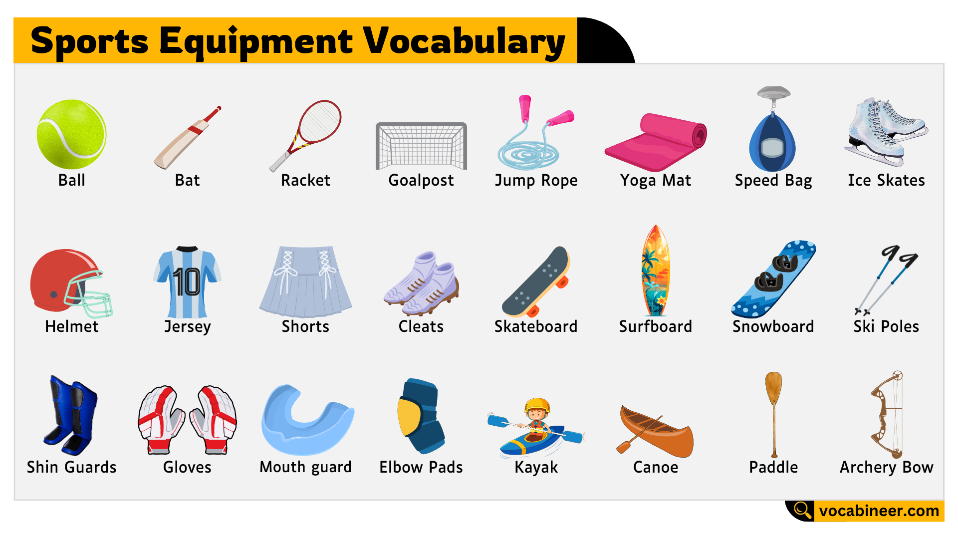 Sports Equipment Names List In English With Images Sports Equipment Names List In English With Images