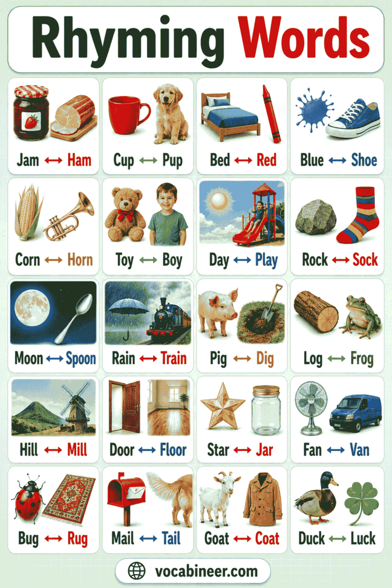 Rhyming Words List with Meaning, Examples, and Types