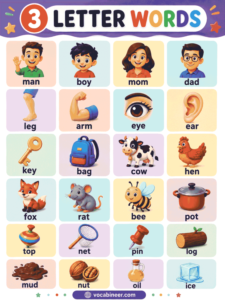 3 In Words 3 Letter Words: List of 2200 Three Letter Words Examples