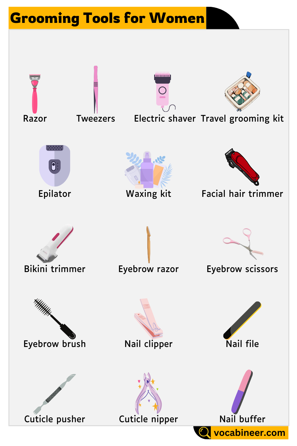 100+ Best Grooming Tools Name for Women with Pictures