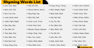 Rhyming Words in English with Types and Examples