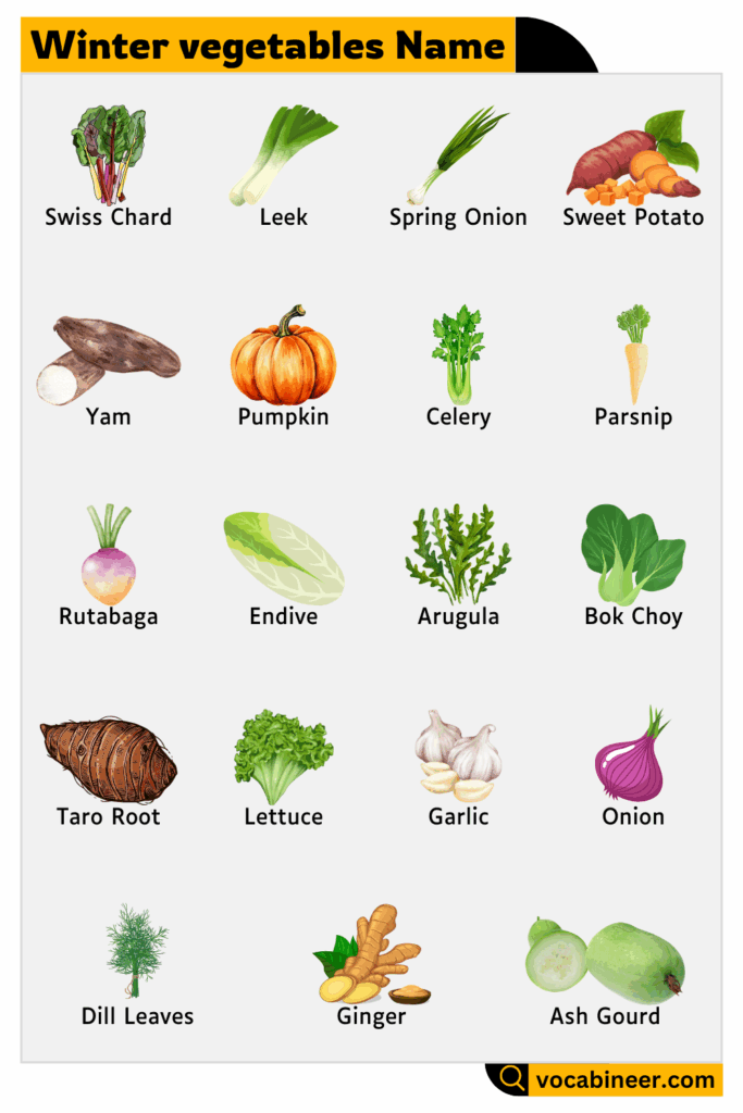 Winter Vegetables Name List