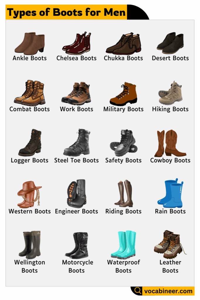 Types of boots for men with pictures