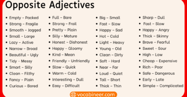 200 Opposite Adjectives in English with Meanings