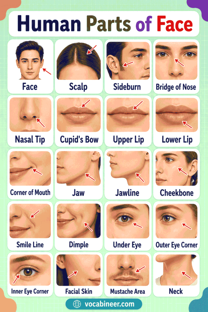 Labeled Face Parts Diagram