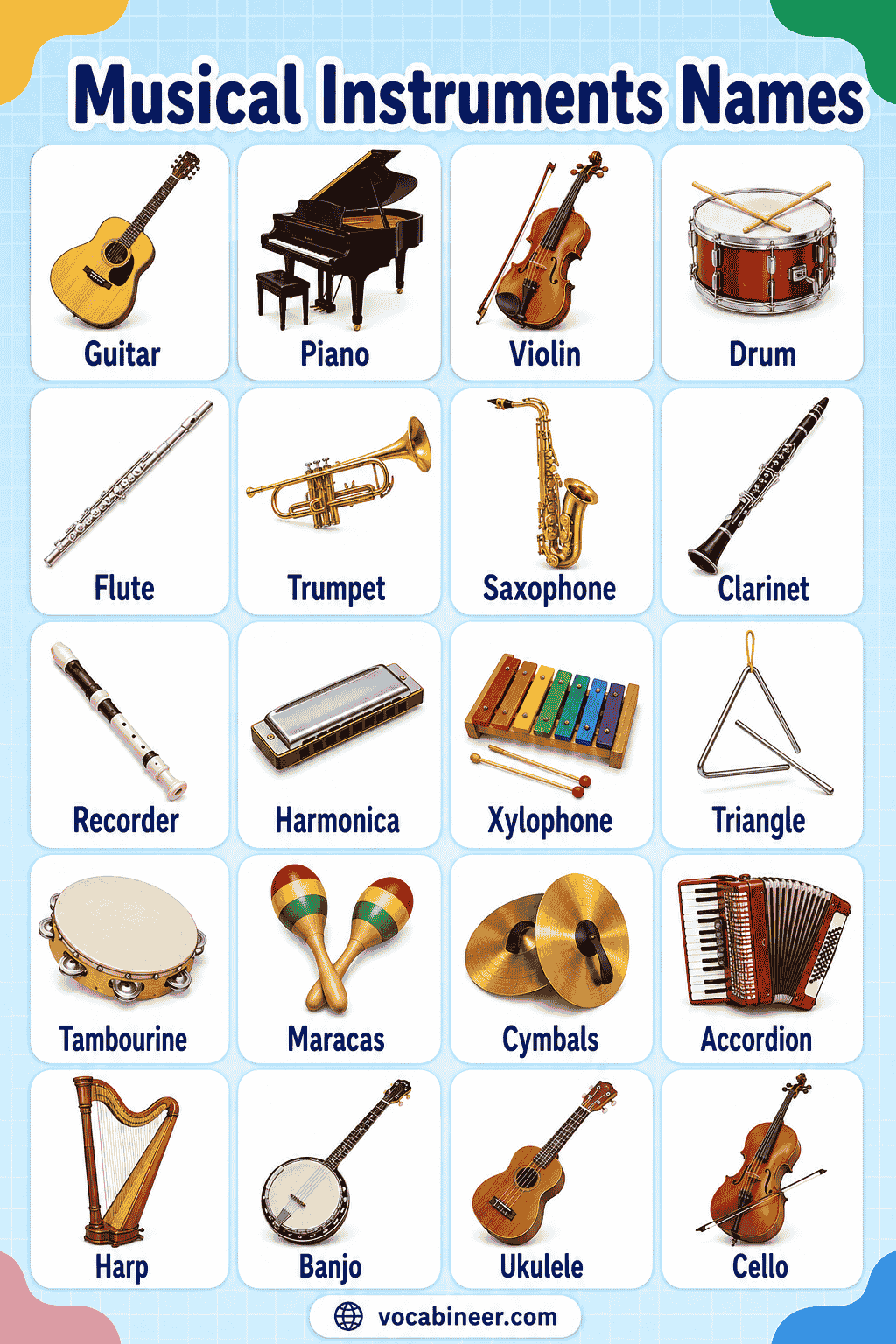 Musical Instruments with Names and Examples