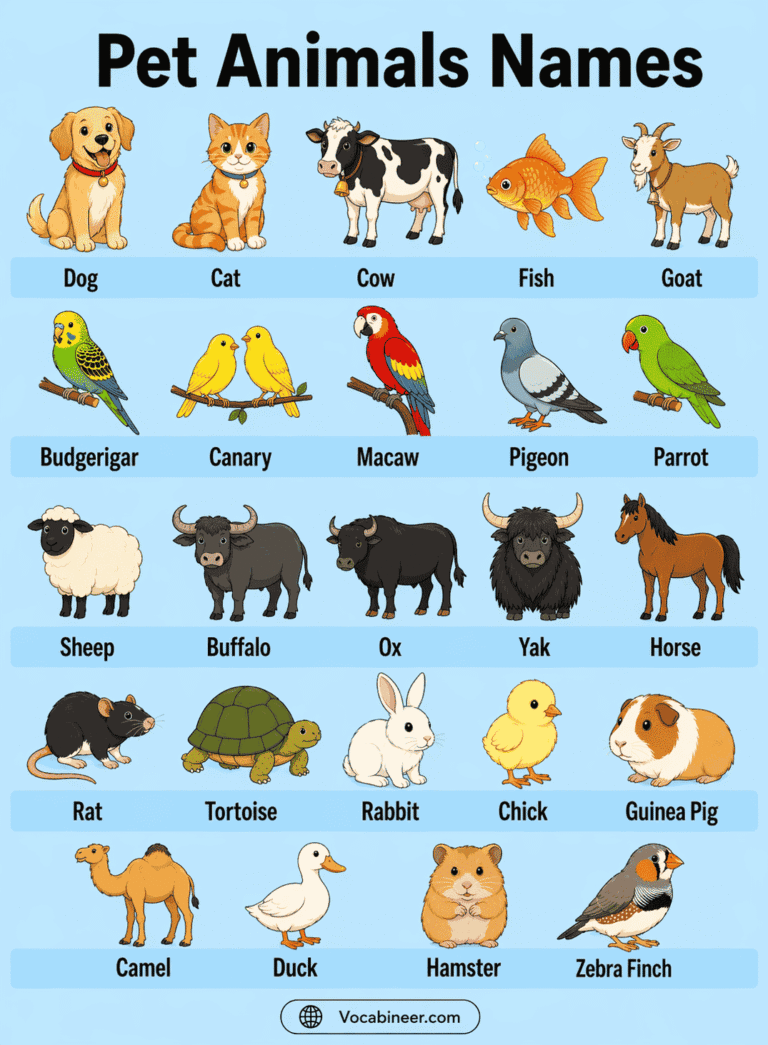 Pet Animals Name List in English with Pictures