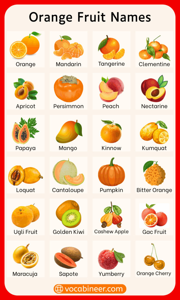30 Orange Colored Fruits List and their images