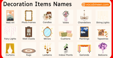 Decoration Items Names in English with Pictures