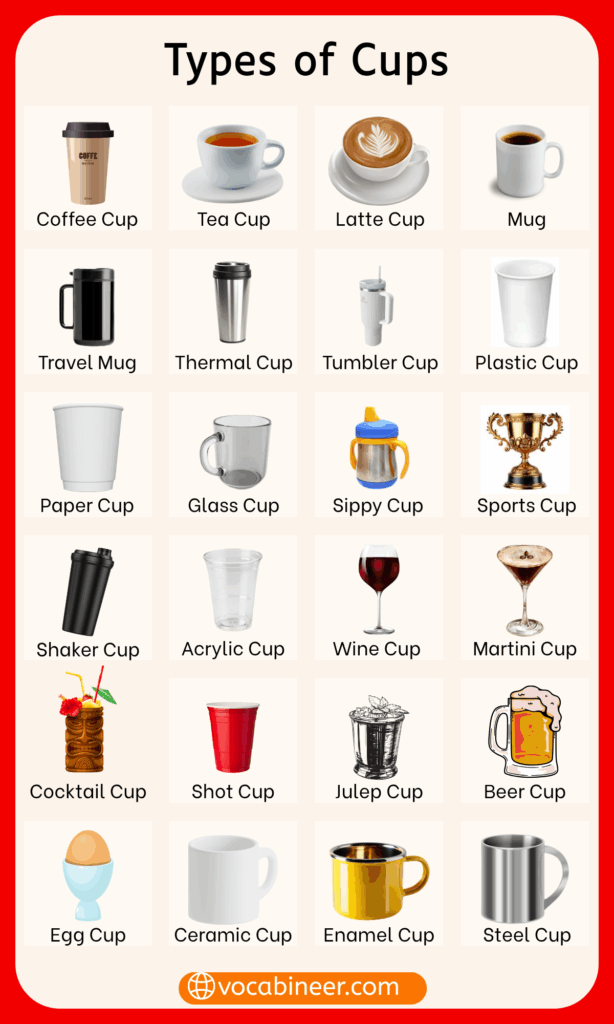 Names of Cups in English 