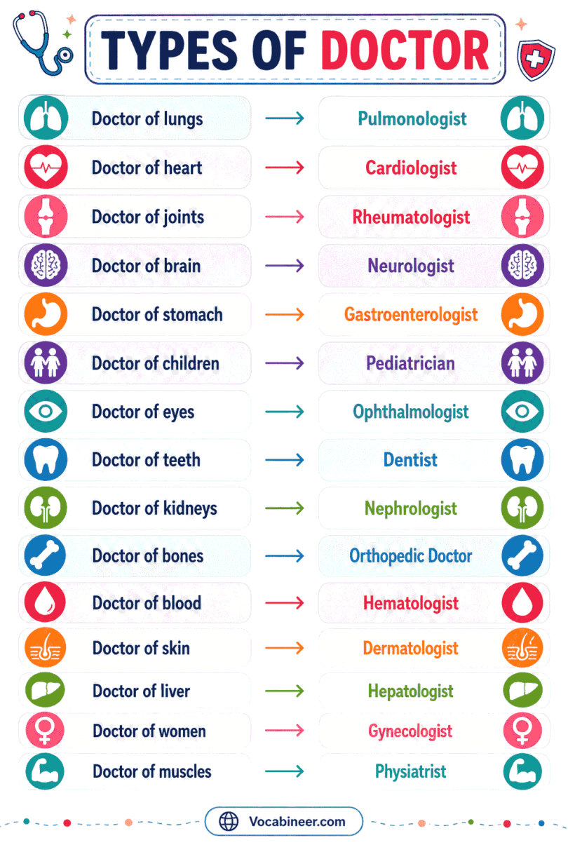 Doctore Types 100 Types of Doctors With Simple Meanings and Pictures