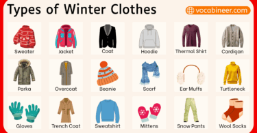 Types of Winter Clothes Names in English with Pictures