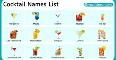 Cocktails and Drink Names List with Pictures