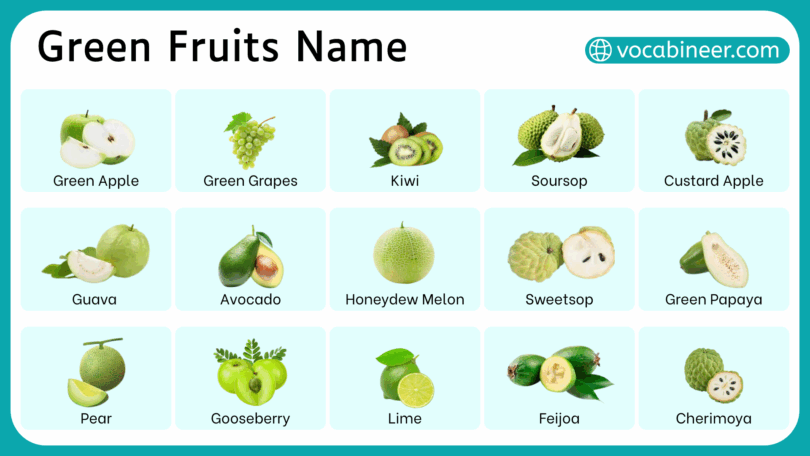 40 Green Fruits Name in English with Pictures