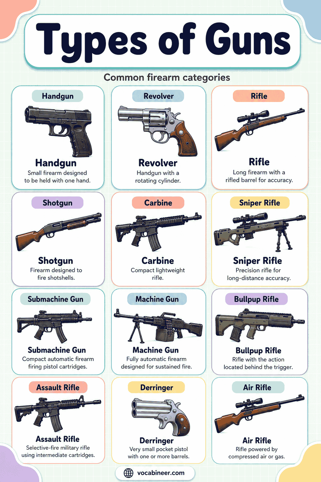 Gun Names and Categories with Simple Explanations