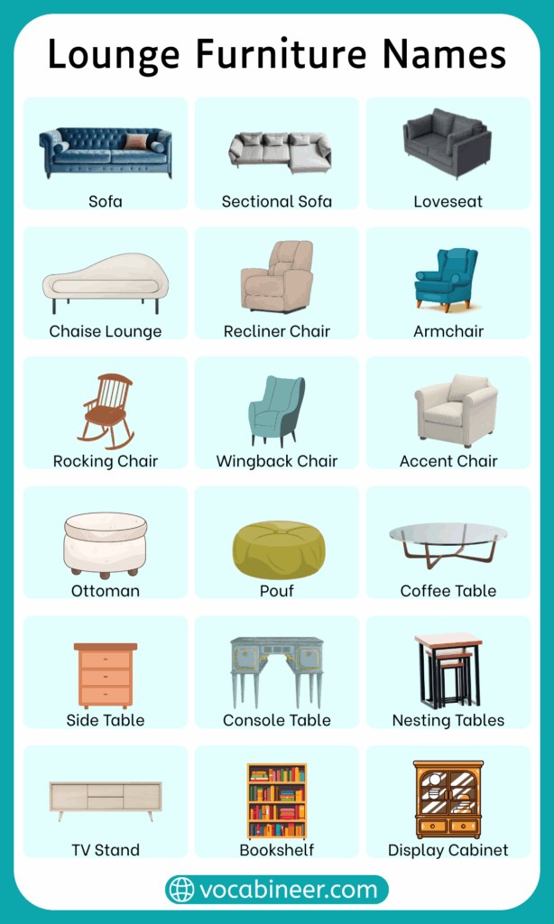50+ Lounge Furniture Names in English with Pictures