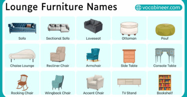 Lounge Furniture Names in English with Pictures