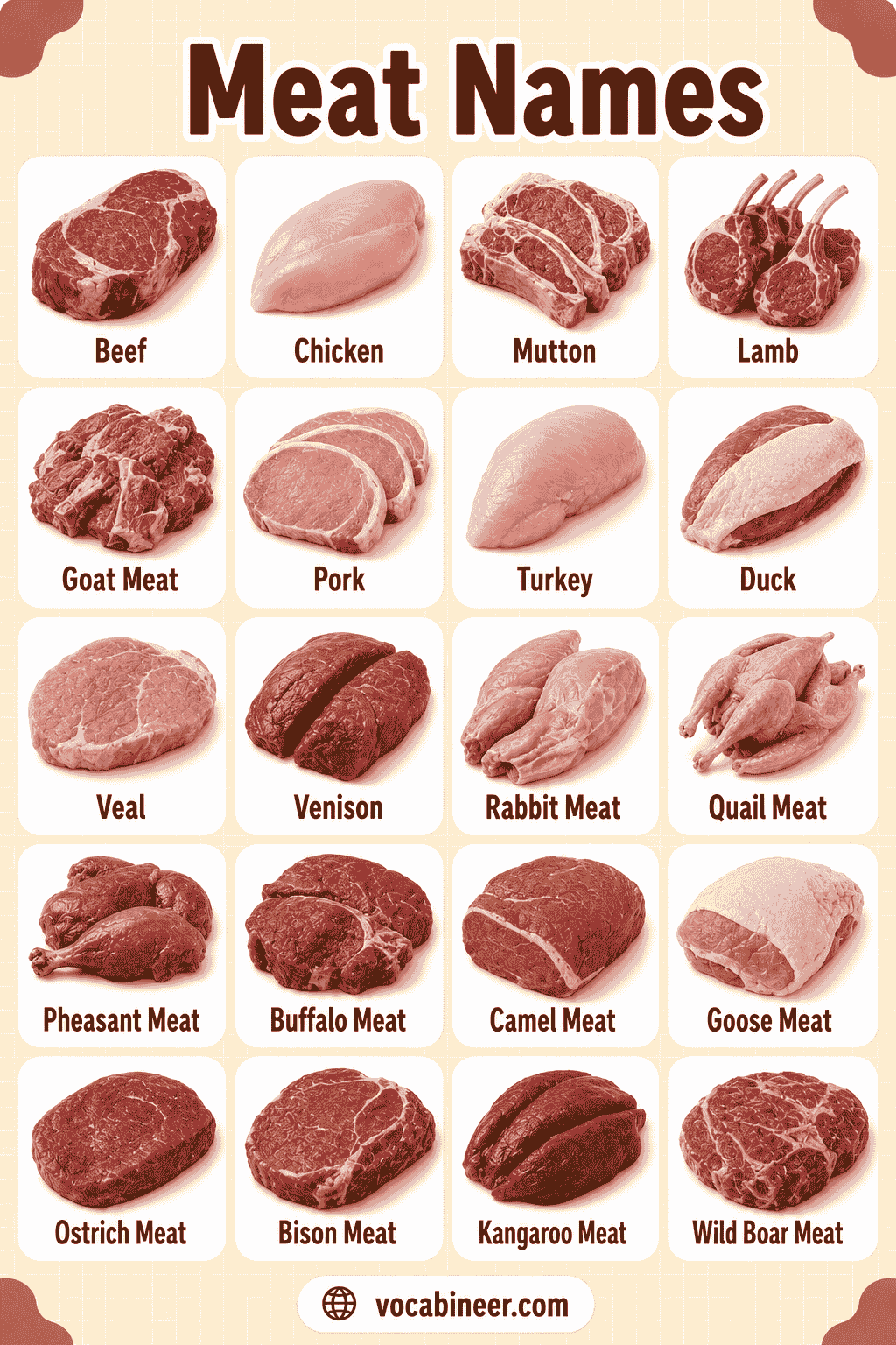 Meat Names in English: Types, Cuts & Products Guide 